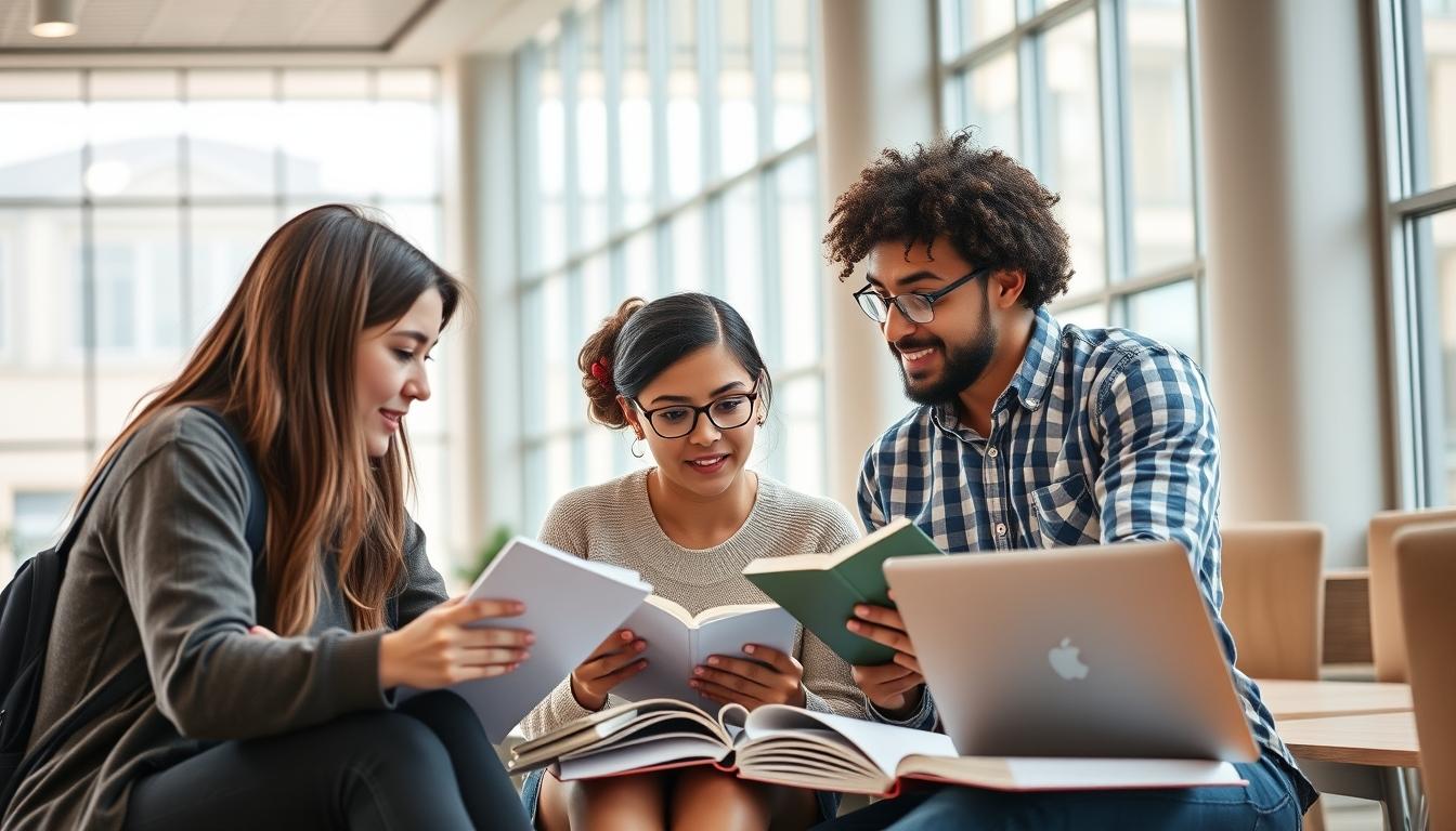 Student using learning strategies while studying